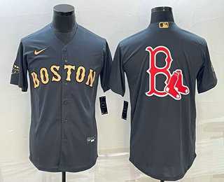 Men%27s Boston Red Sox Big Logo Grey 2022 All Star Stitched Cool Base Nike Jersey